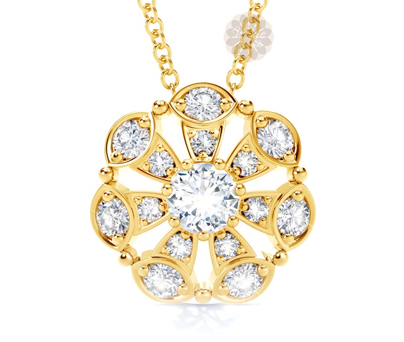 Vogue Crafts & Designs Pvt. Ltd. manufactures Floral Diamond and Gold Pendant at wholesale price.